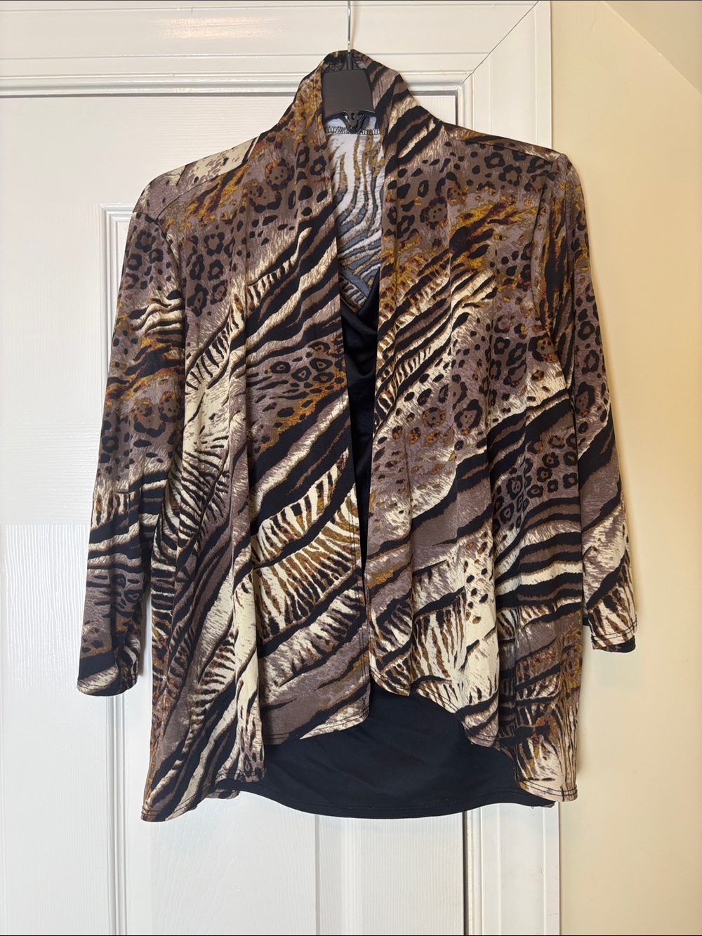 Michelle Lynn Animal Print Open Front 2-In-One Cardigan Top size 2X